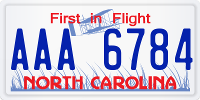 NC license plate AAA6784