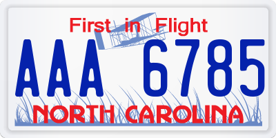 NC license plate AAA6785