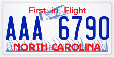 NC license plate AAA6790