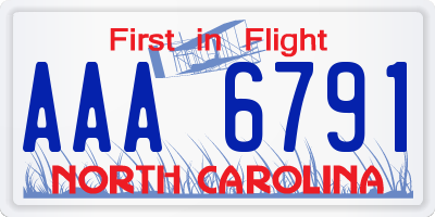 NC license plate AAA6791