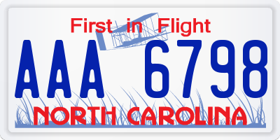 NC license plate AAA6798