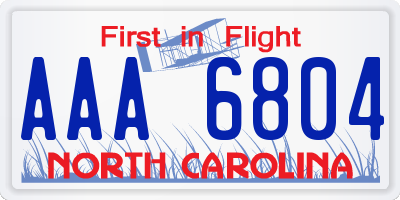 NC license plate AAA6804