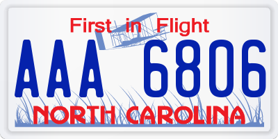 NC license plate AAA6806