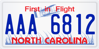 NC license plate AAA6812