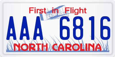 NC license plate AAA6816