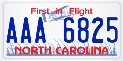 NC license plate AAA6825