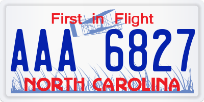 NC license plate AAA6827