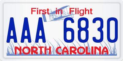 NC license plate AAA6830