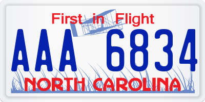 NC license plate AAA6834