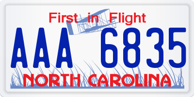 NC license plate AAA6835