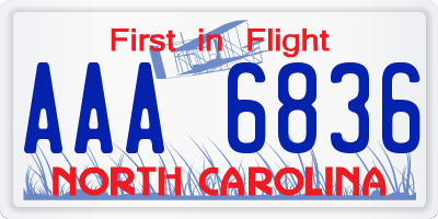 NC license plate AAA6836