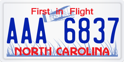NC license plate AAA6837