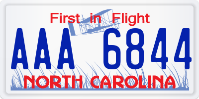 NC license plate AAA6844