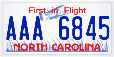 NC license plate AAA6845