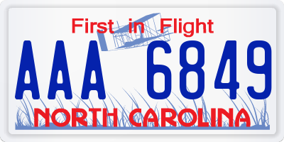 NC license plate AAA6849
