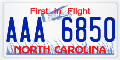 NC license plate AAA6850