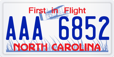 NC license plate AAA6852