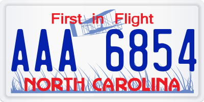 NC license plate AAA6854