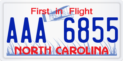 NC license plate AAA6855