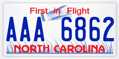 NC license plate AAA6862