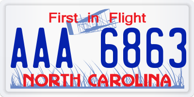 NC license plate AAA6863