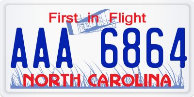 NC license plate AAA6864