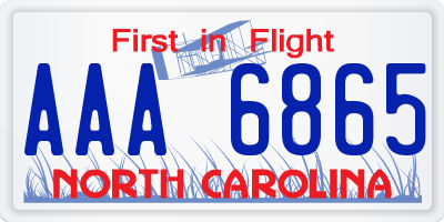 NC license plate AAA6865