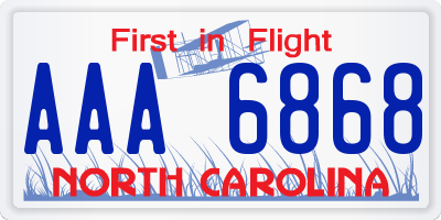 NC license plate AAA6868