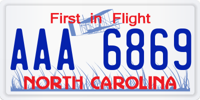 NC license plate AAA6869