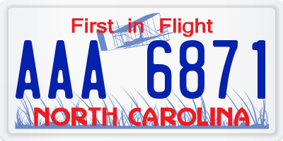 NC license plate AAA6871