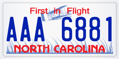 NC license plate AAA6881