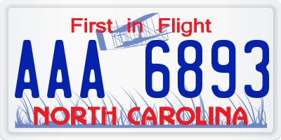 NC license plate AAA6893