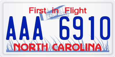 NC license plate AAA6910