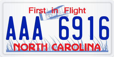 NC license plate AAA6916