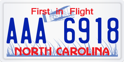 NC license plate AAA6918