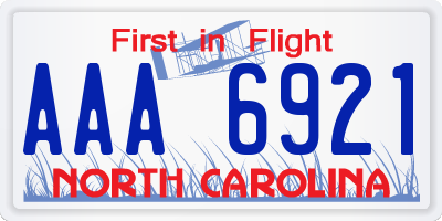 NC license plate AAA6921