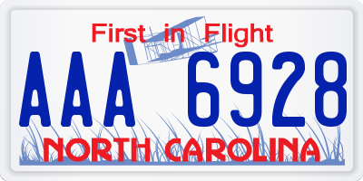 NC license plate AAA6928