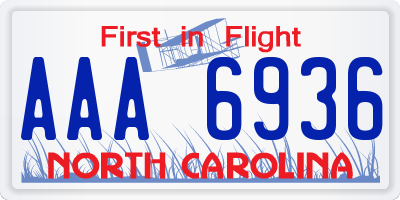 NC license plate AAA6936