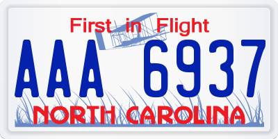 NC license plate AAA6937