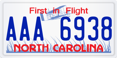 NC license plate AAA6938