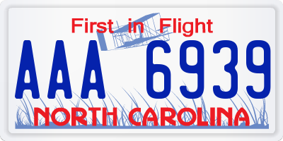 NC license plate AAA6939