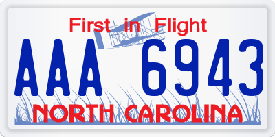 NC license plate AAA6943