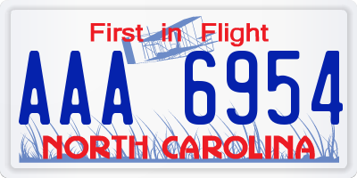 NC license plate AAA6954