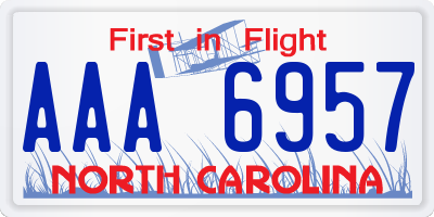 NC license plate AAA6957