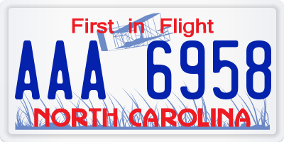 NC license plate AAA6958