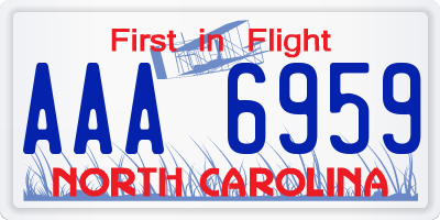 NC license plate AAA6959