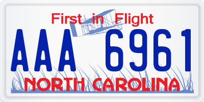 NC license plate AAA6961