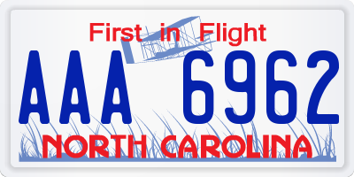 NC license plate AAA6962