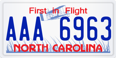 NC license plate AAA6963