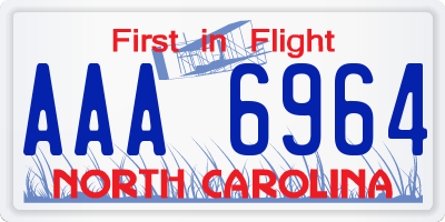 NC license plate AAA6964